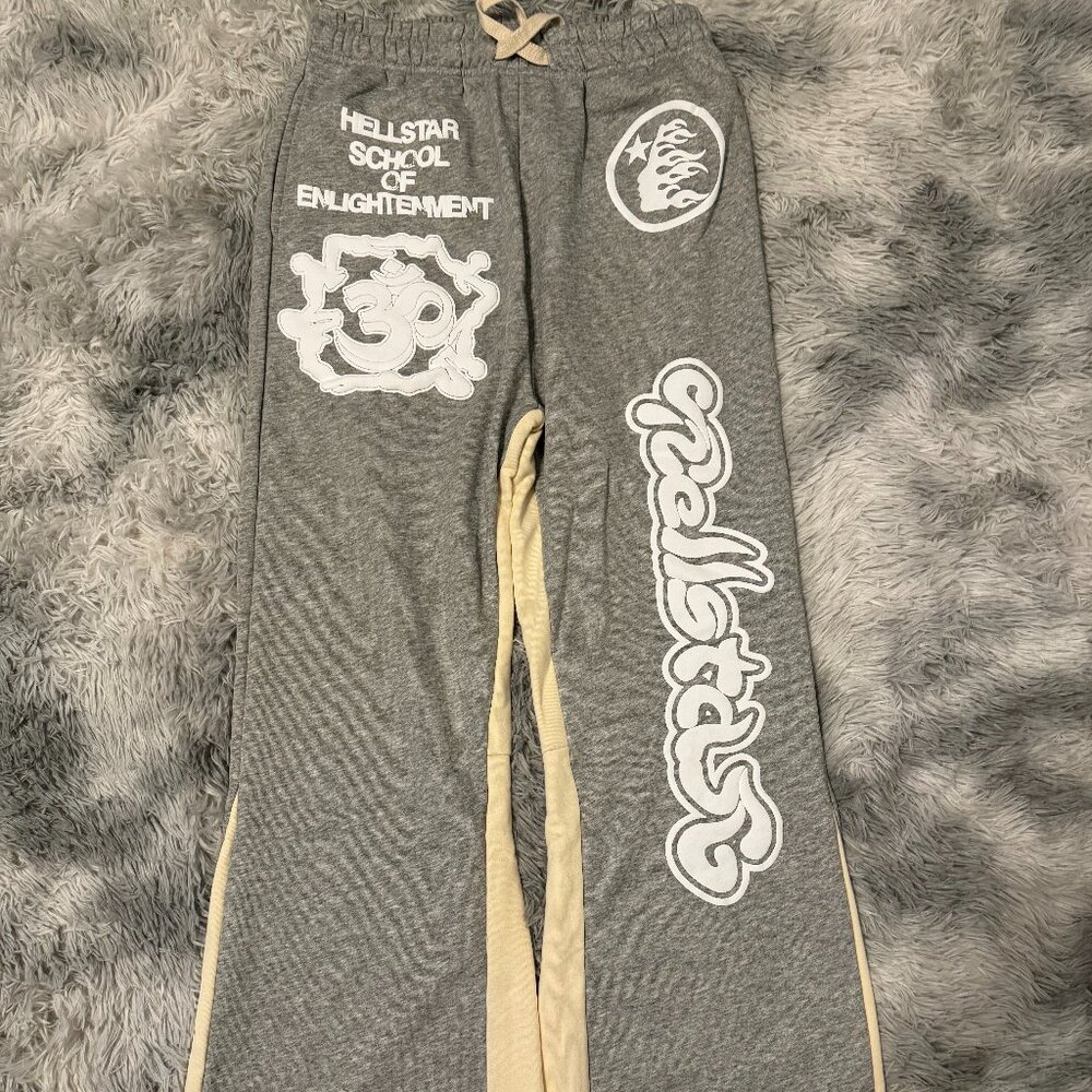 Hellstar School Of Enlightenment Gray Flared Sweatpants Mens Size Large